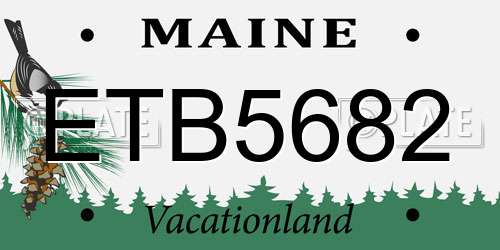 ETB5682 Maine License Plate