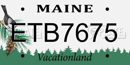 ETB7675 Maine License Plate