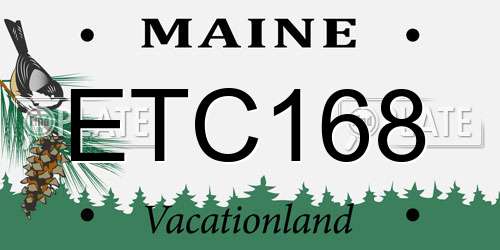 ETC168 Maine License Plate
