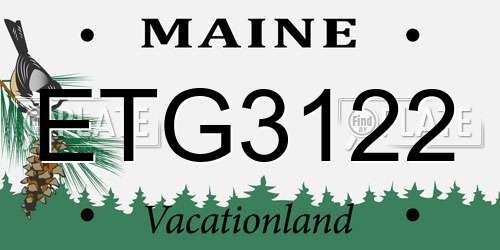 ETG3122 Maine License Plate
