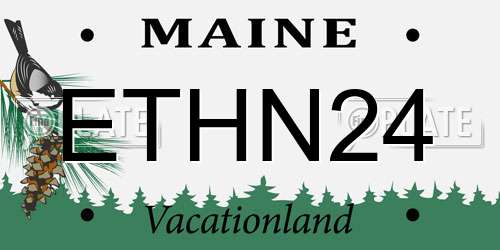 ETHN24 Maine License Plate