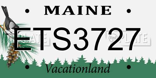 ETS3727 Maine License Plate