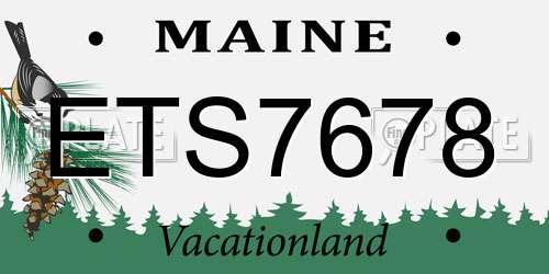 ETS7678 Maine License Plate
