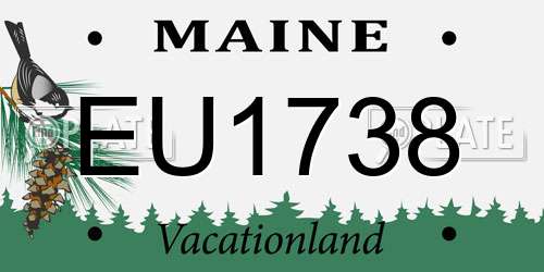 EU1738 Maine License Plate