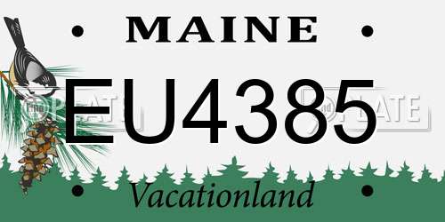 EU4385 Maine License Plate