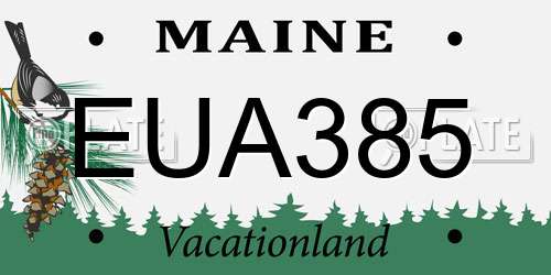 EUA385 Maine License Plate
