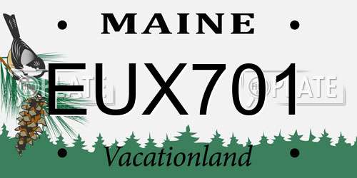 EUX701 Maine License Plate