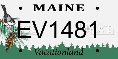 EV1481 Maine License Plate