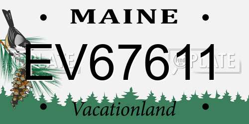 EV67611 Maine License Plate