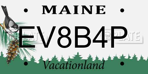 EV8B4P Maine License Plate