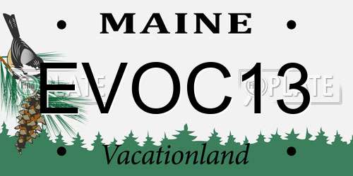 EVOC13 Maine License Plate