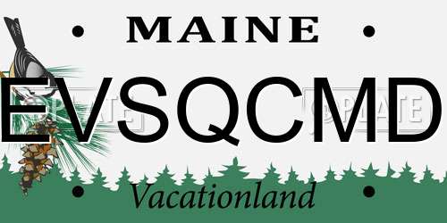 EVSQCMD Maine License Plate