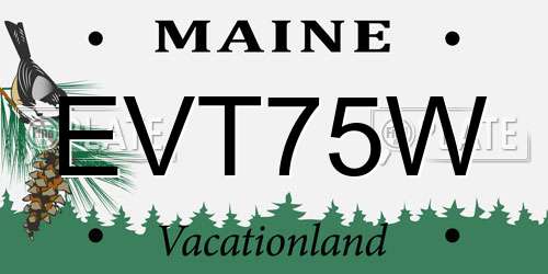 EVT75W Maine License Plate