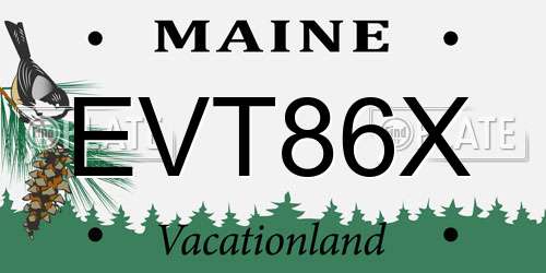 EVT86X Maine License Plate