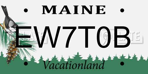 EW7T0B Maine License Plate