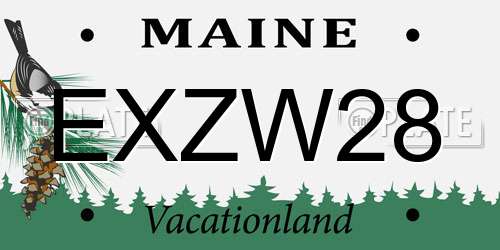 EXZW28 Maine License Plate