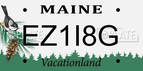 EZ1I8G Maine License Plate