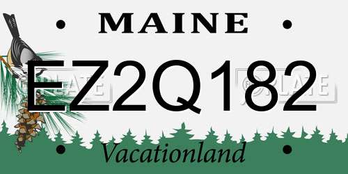 EZ2Q182 Maine License Plate