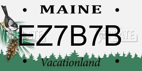 EZ7B7B Maine License Plate