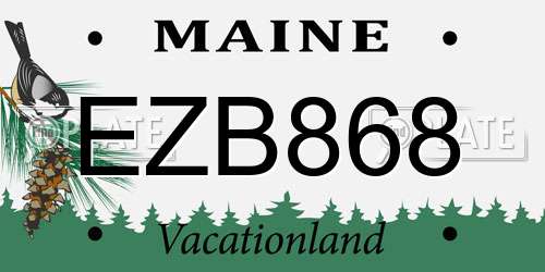 EZB868 Maine License Plate