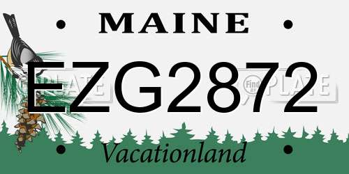 EZG2872 Maine License Plate
