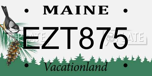 EZT875 Maine License Plate