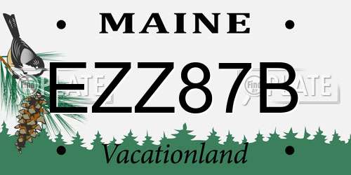 EZZ87B Maine License Plate