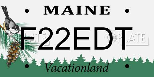 F22EDT Maine License Plate