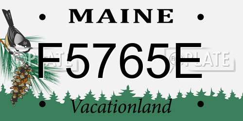F5765E Maine License Plate