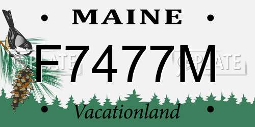 F7477M Maine License Plate