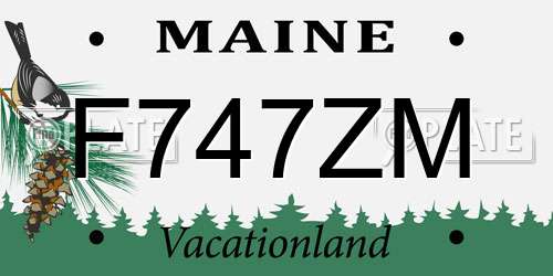 F747ZM Maine License Plate