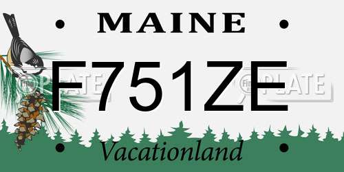 F751ZE Maine License Plate