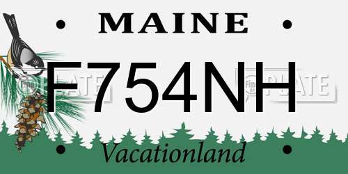 F754NH Maine License Plate
