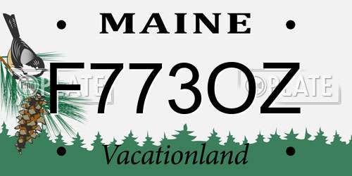 F773OZ Maine License Plate