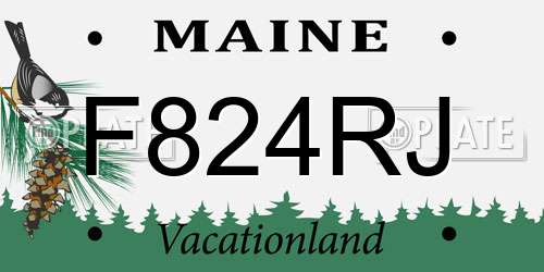 F824RJ Maine License Plate