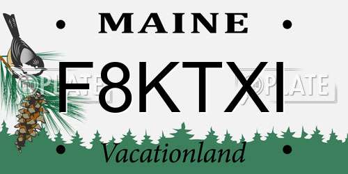 F8KTXI Maine License Plate