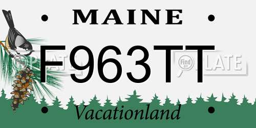 F963TT Maine License Plate
