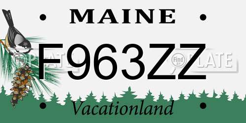 F963ZZ Maine License Plate