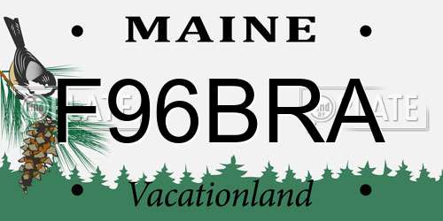 F96BRA Maine License Plate