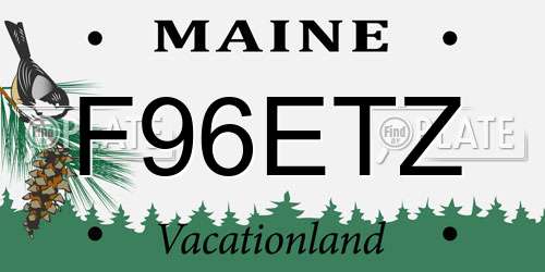 F96ETZ Maine License Plate