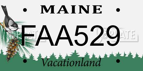 FAA529 Maine License Plate