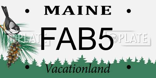 FAB5 Maine License Plate