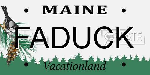 FADUCK Maine License Plate