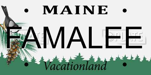 FAMALEE Maine License Plate