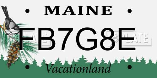 FB7G8E Maine License Plate