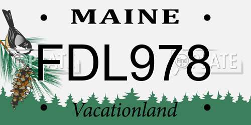 FDL978 Maine License Plate
