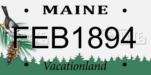 FEB1894 Maine License Plate
