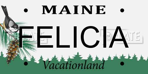 FELICIA Maine License Plate