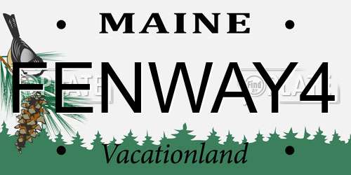 FENWAY4 Maine License Plate