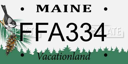 FFA334 Maine License Plate